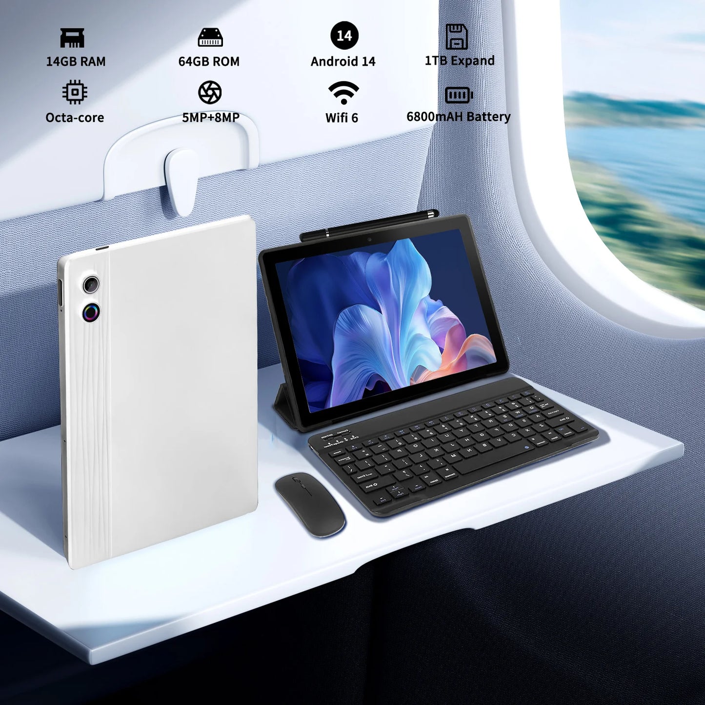 AEEZO A7L 10.1" Android 14 Tablet 14GB RAM 64GB ROM