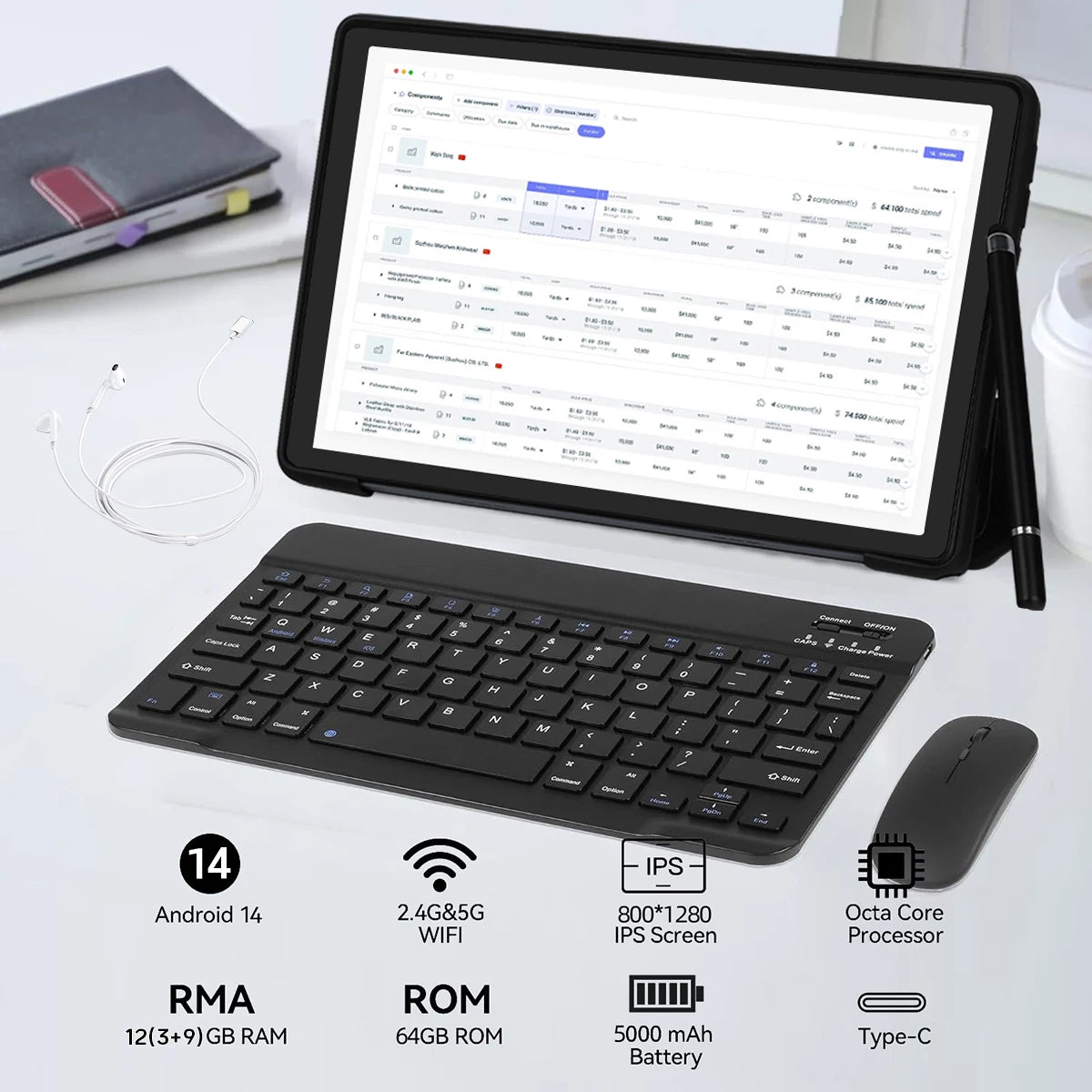 AEEZO A10L 10Inch Tablet Android 14 12GB RAM 64GB ROM