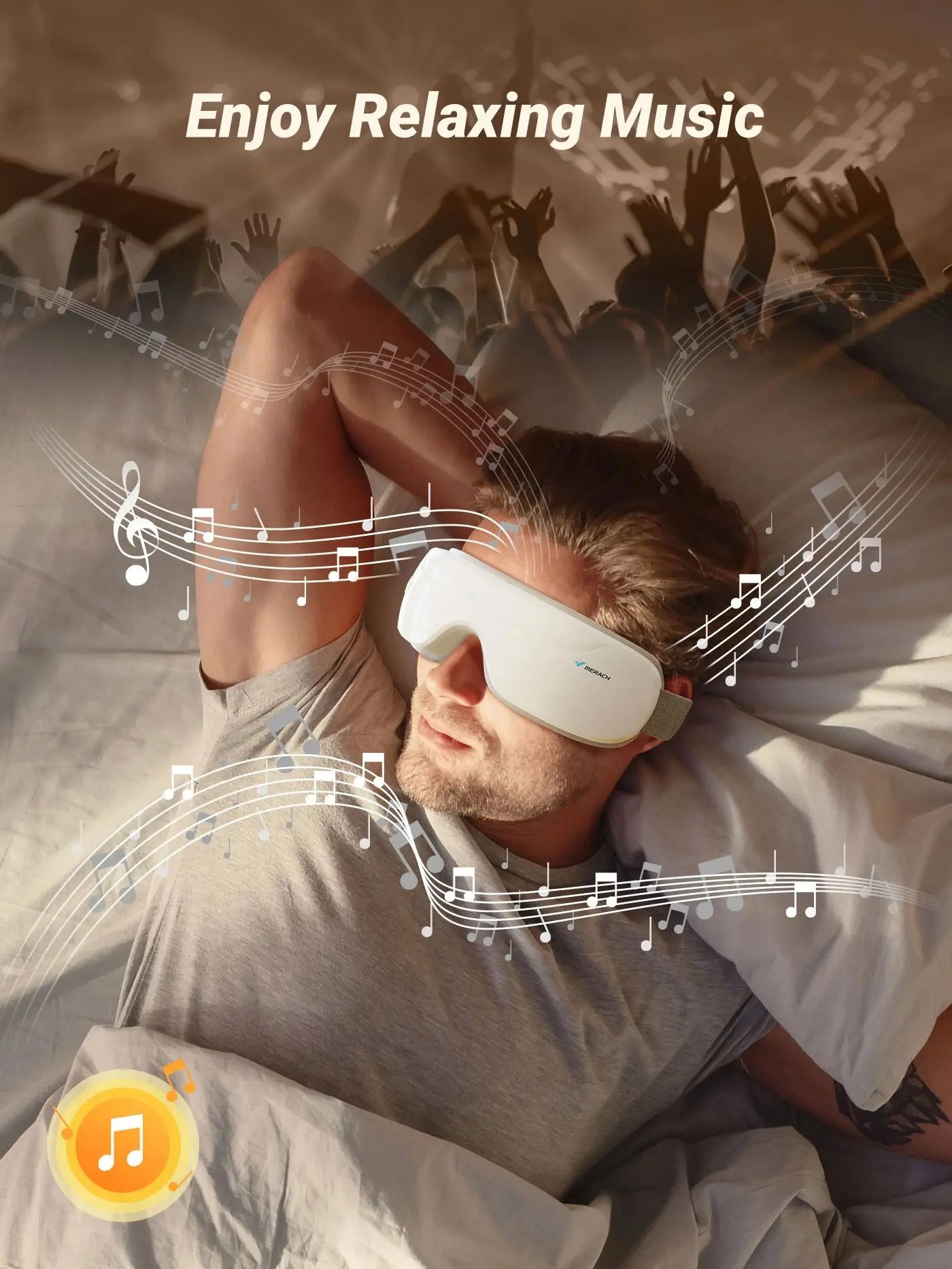 MERACH Eye Massager with Heat Compression and Bluetooth Music