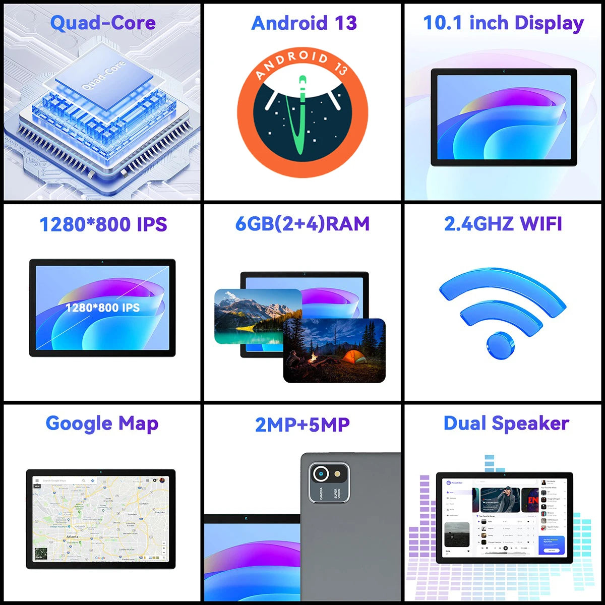BESTSKI 2025 NEW MB1001 Tablets 10.1" 1080P HD