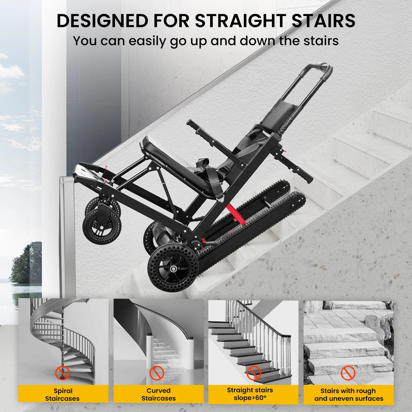 Electric Stair Climbing Chair Foldable Emergency Stair Lift