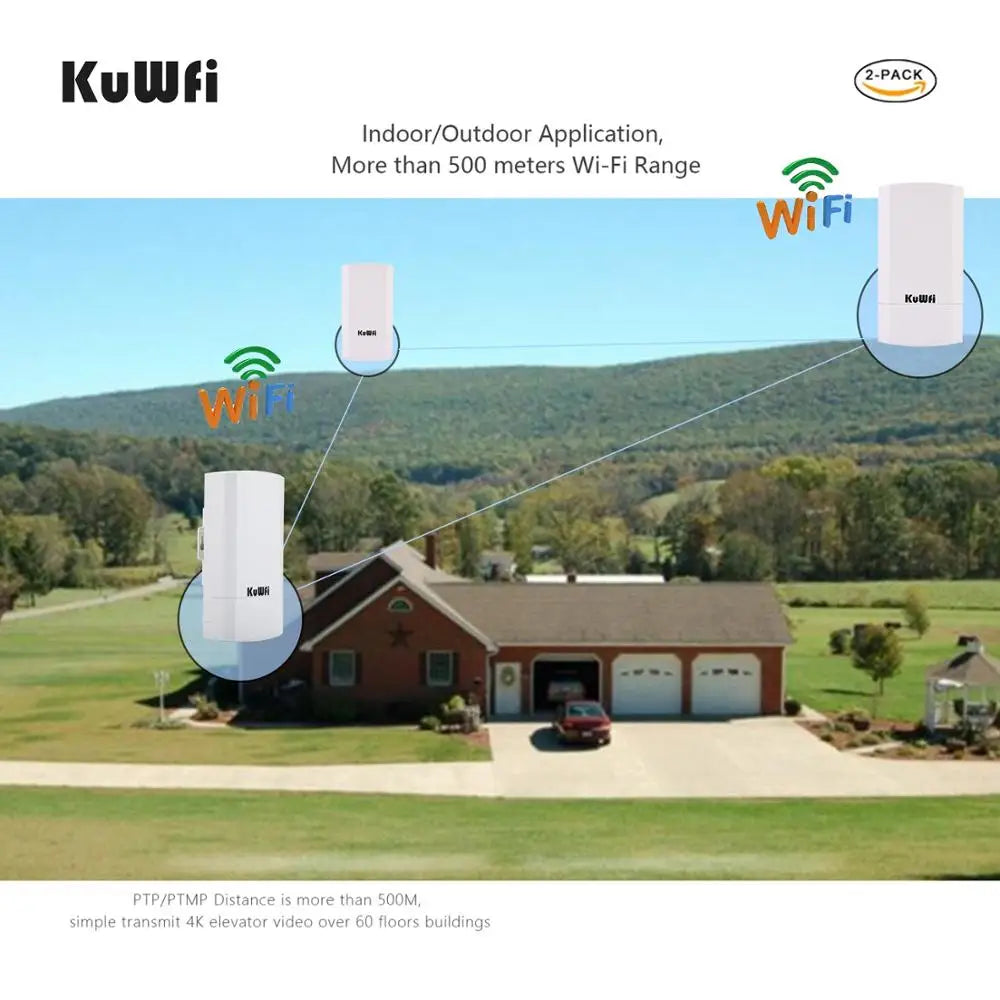 KuWfi 300Mbps Outdoor CPE Bridge 2.4Ghz Wireless WiFi Router