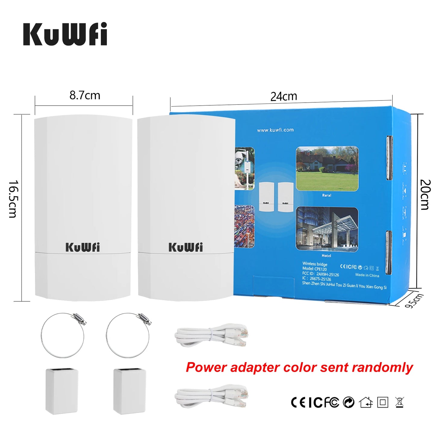 KuWfi 300Mbps Outdoor CPE Bridge 2.4Ghz Wireless WiFi Router