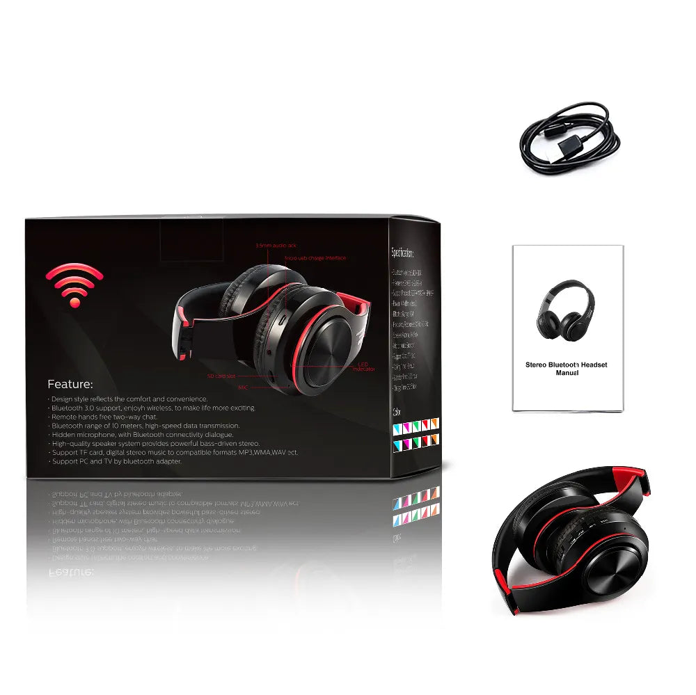 HIFI Stereo Earphones Bluetooth Headphone Music Headset FM