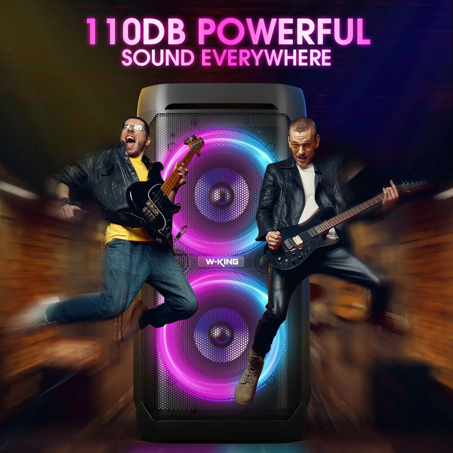 W-KING 100W RMS Bluetooth Speakers, IPX6 Waterproof