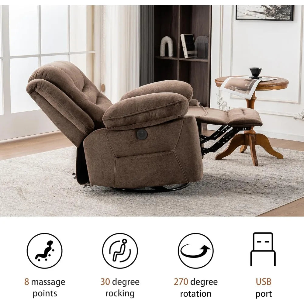 DAFIFY Power Swivel Rocker Recliner with Massage and Heat