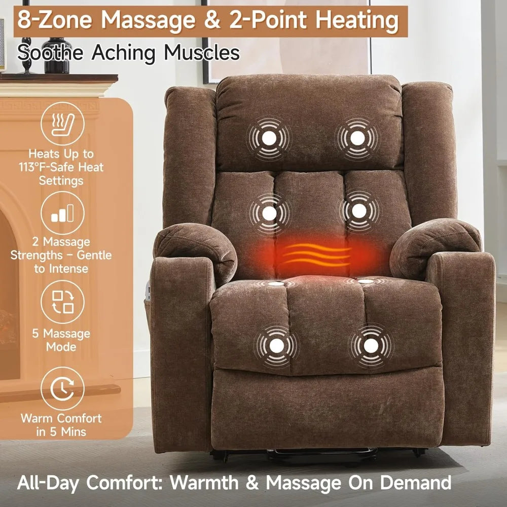 Power Lift Recliner Chair for Seniors, Lift Chair Recliners with Massage & Heat