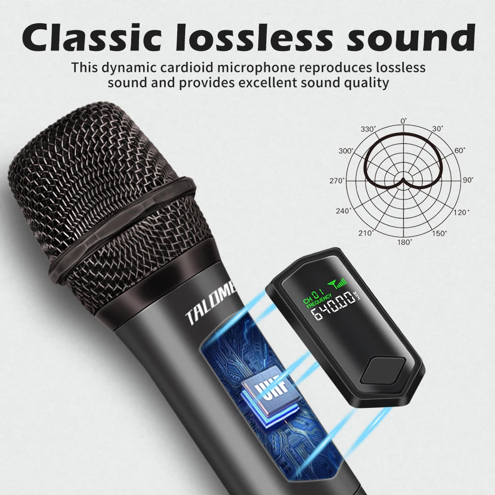 Talomen Wireless Microphone, Professional, Dual Handheld