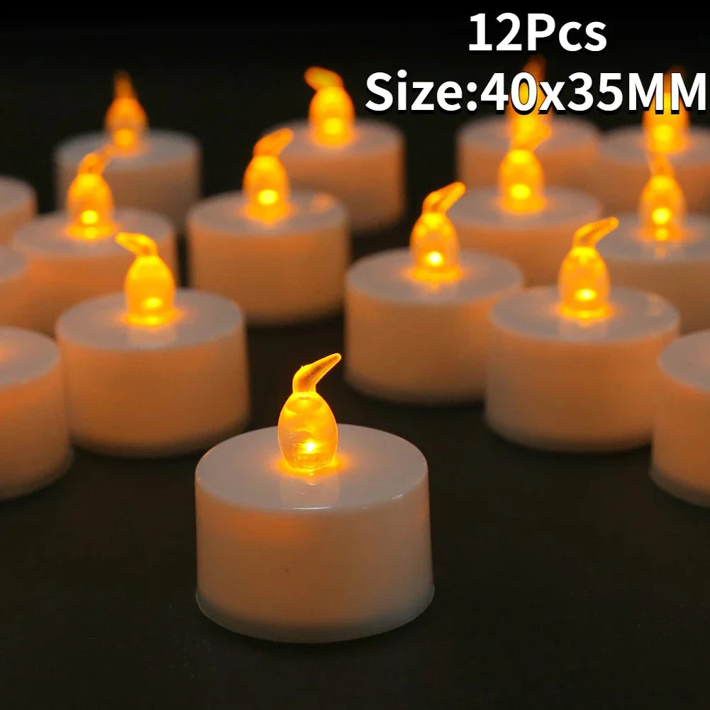Yeahmart 12/24Pcs Flickering LED Candles Electric Flameless