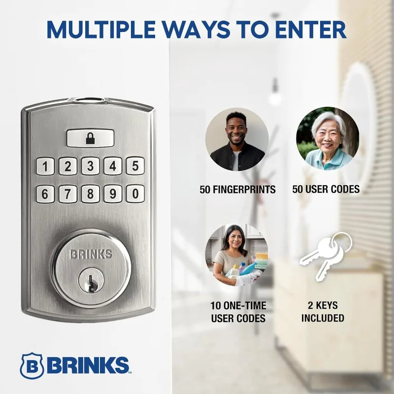 Brinks Fingerprint & Keypad Electronic Door Lock with Deadbolt