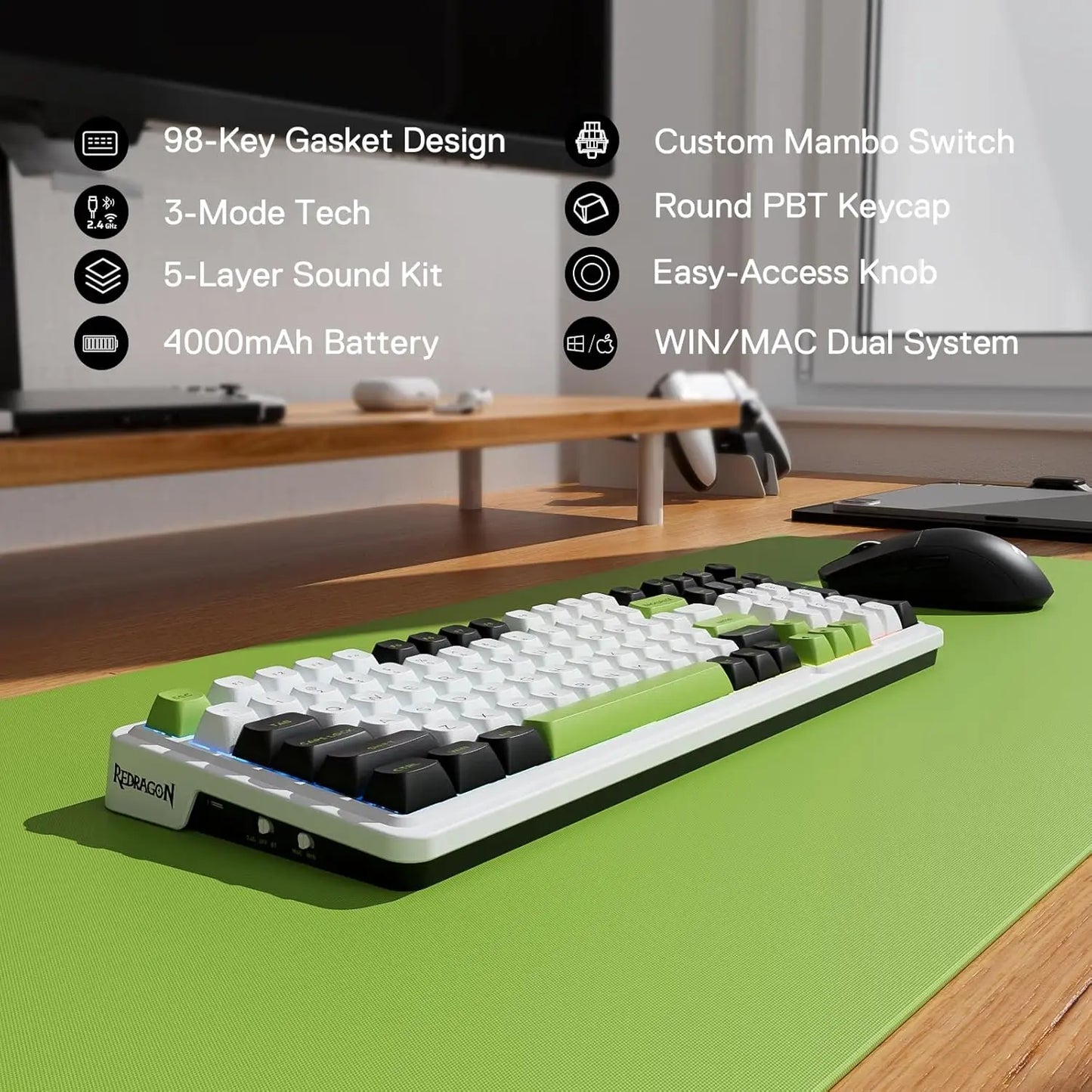 Redragon K686 PRO 98 Keys Wireless Gasket RGB