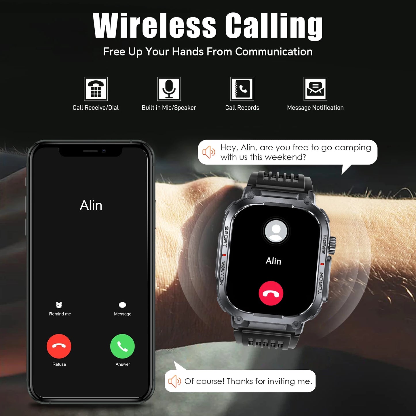 EIGIIS Smart Watch Men 3ATM Waterproof Wireless Calls