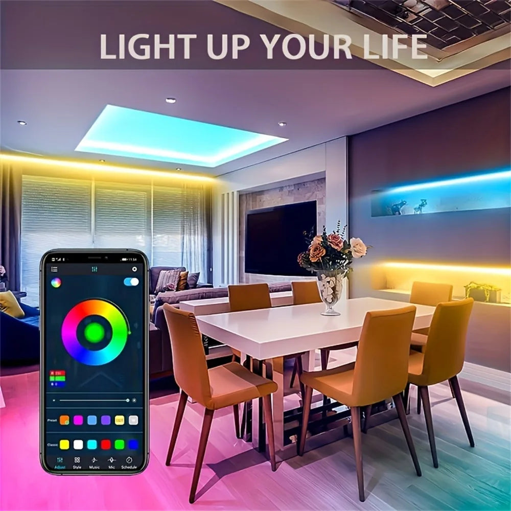 WIFI APP 5050 RGB LED Strip 24K Control With Battery Ambient Lighting