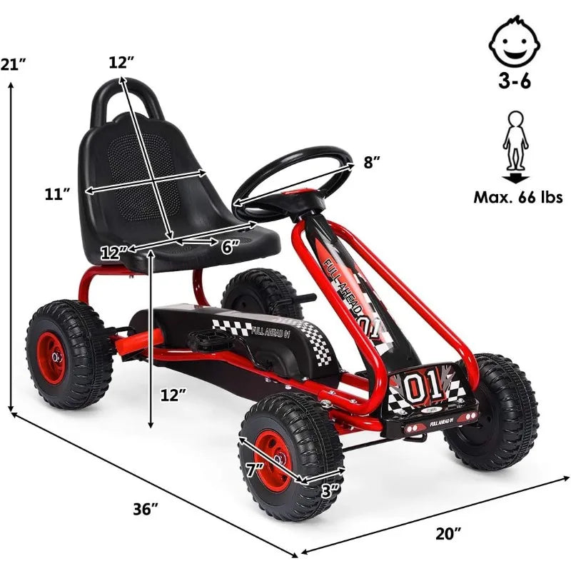 Costzon Go Kart for Kids, 4 Wheel Pedal Powered Electric Scooter