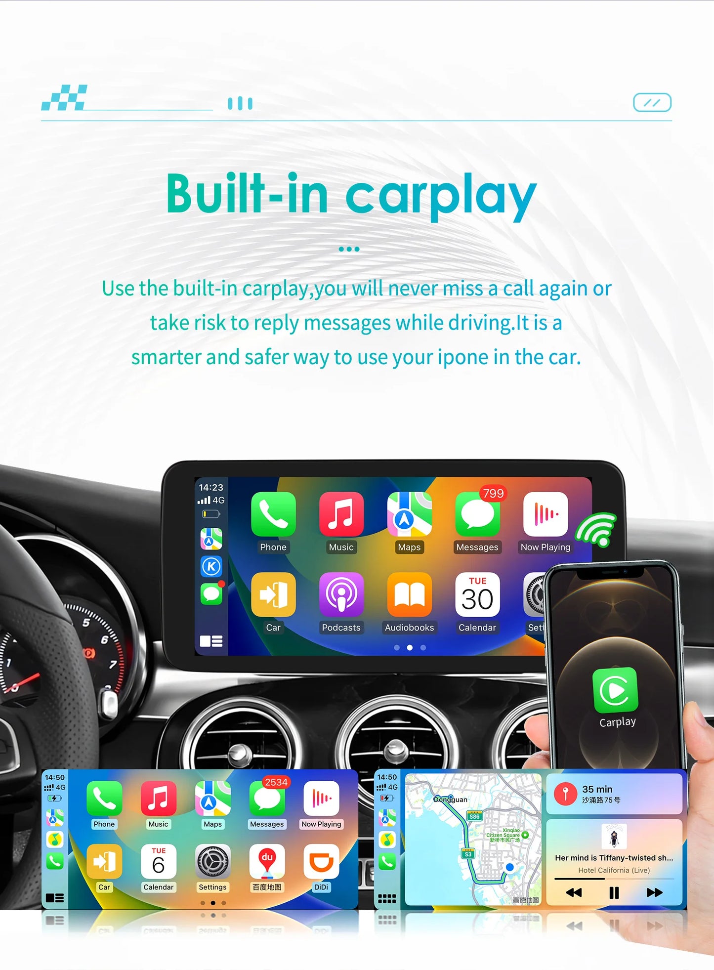 10.25"Android Auto Car radio Multimedia player For Mercedes Benz C-Class
