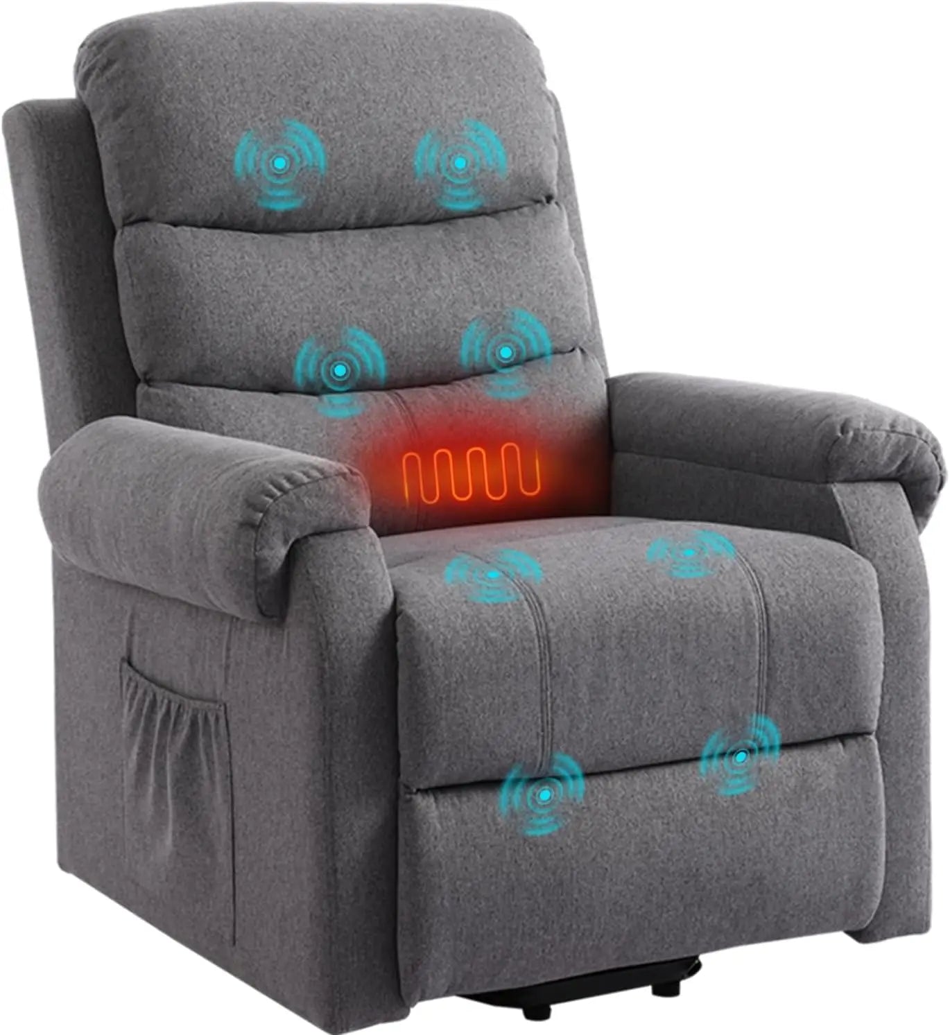 Power Lift Recliner Chair, PU Leather Massage Chair with Heat