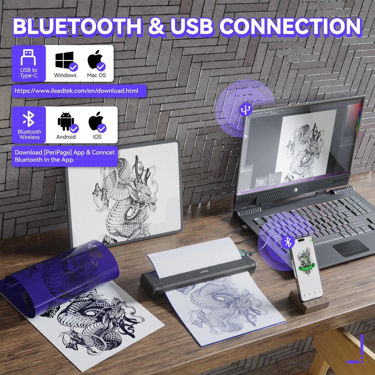 PeriPage P90 Wireless Tattoo Transfer Stencil Printer