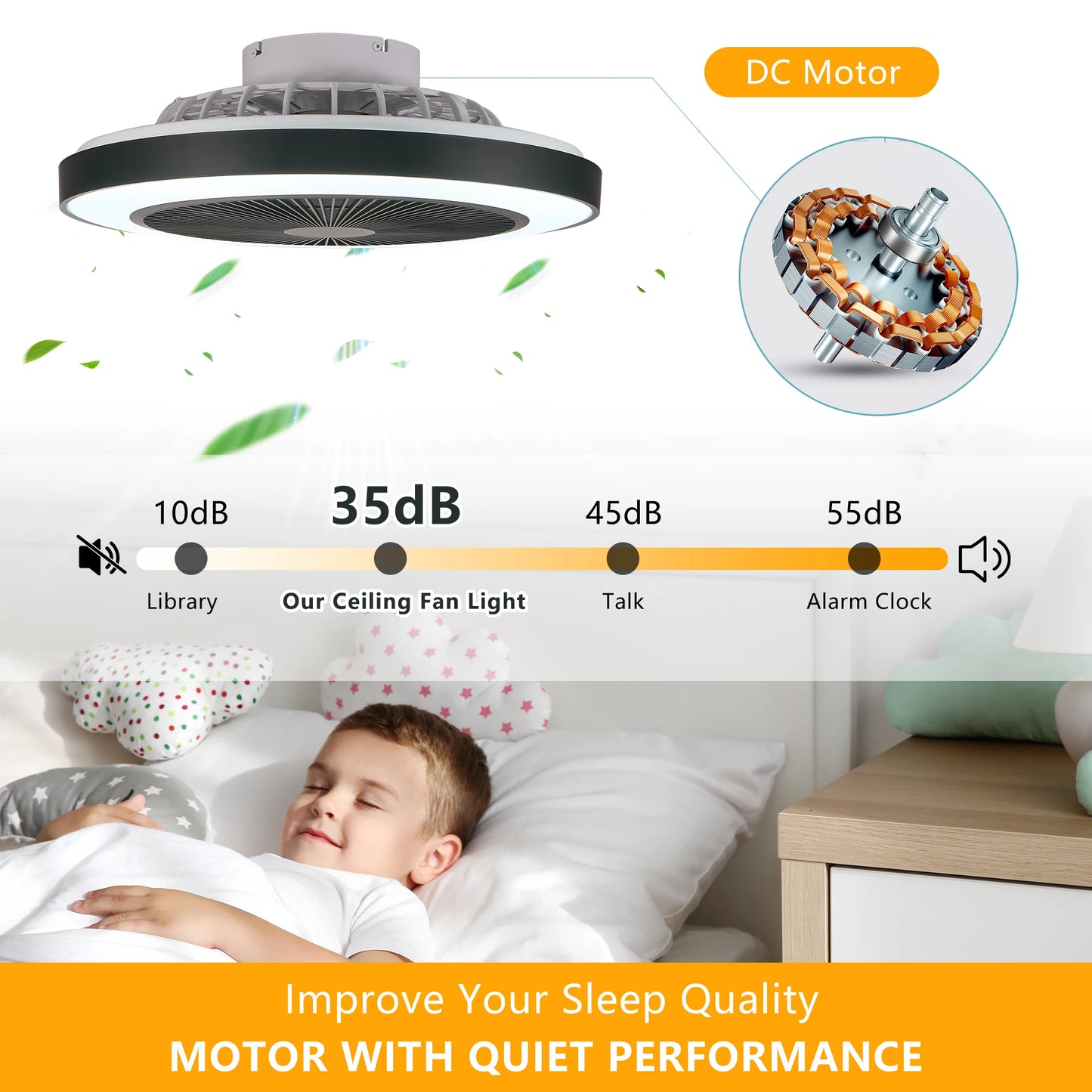 ARLGSITE 19" LED Ceiling Fan Light Smart RGB Lights