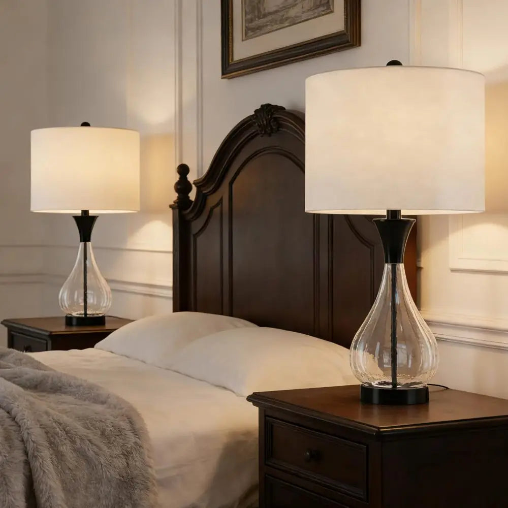 Farmhouse Glass Table Lamp for Living Room