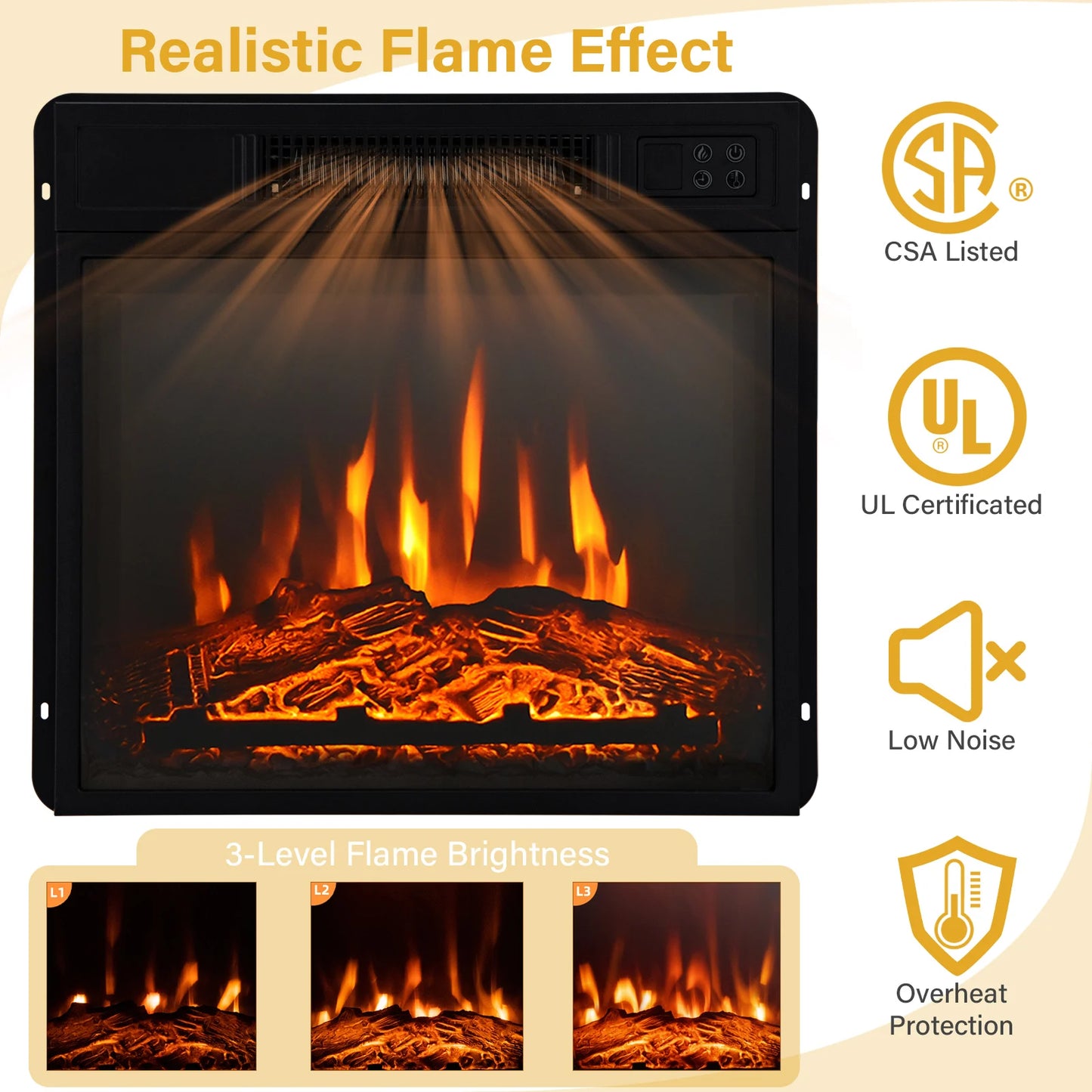 LIFEZEAL 32" 1400W Electric Fireplace Mantel TV Stand Space Heater