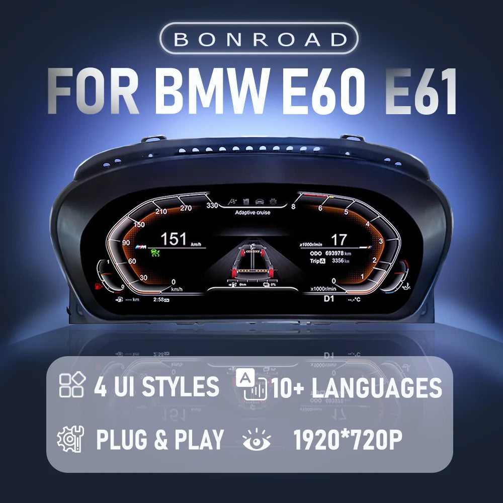 BONROAD 1920*720P LCD Digital Dashboard Panel Cluster For BMW 5 Series