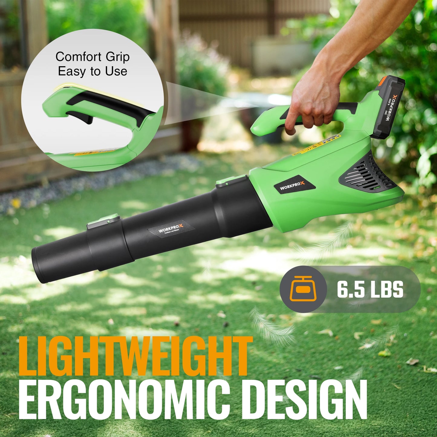 WORKPROX 20V 4.0Ah Electric Cordless Leaf Blower Variable Speed