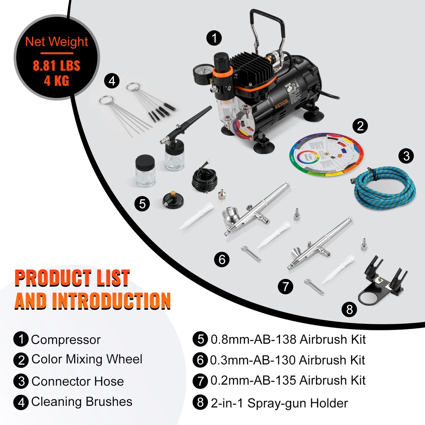 SucceBuy Professional Dual-Action Airbrush 120W Electric Spray Gun Air