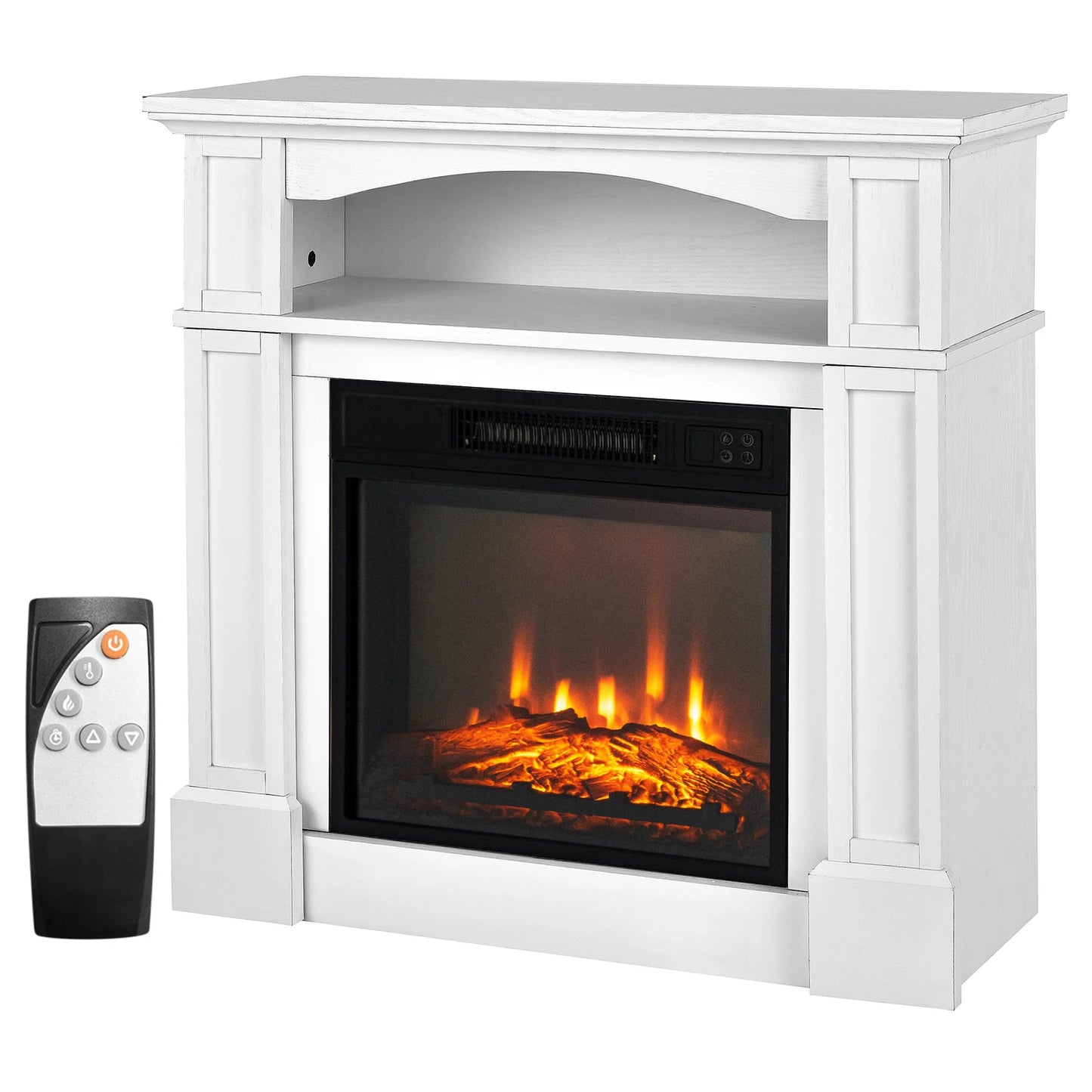 LIFEZEAL 32" 1400W Electric Fireplace Mantel TV Stand Space Heater