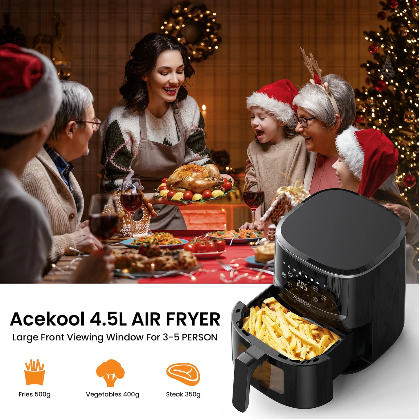 ACEKOOL 5 Quart Digital Display Air Fryer, Toaster Oven