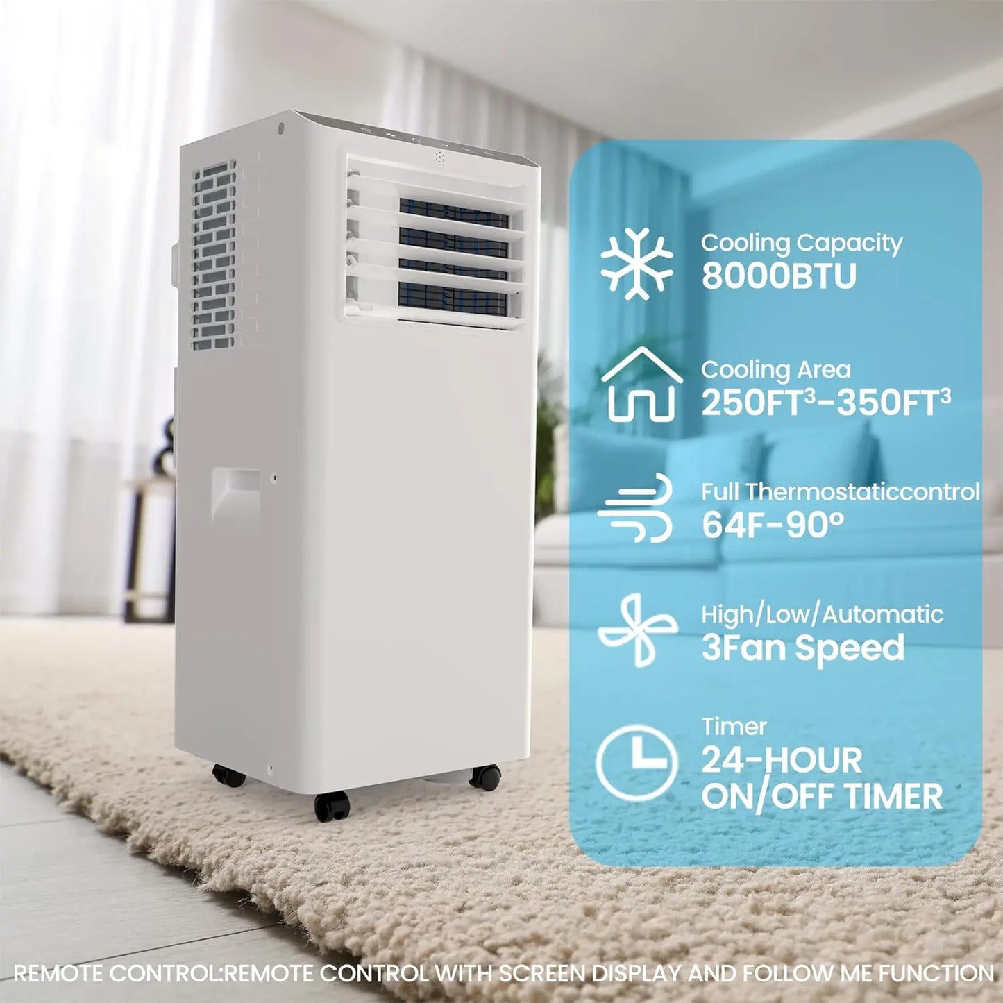 ACEKOOL 8500 BTU Portable Air Conditioner with LCD Display
