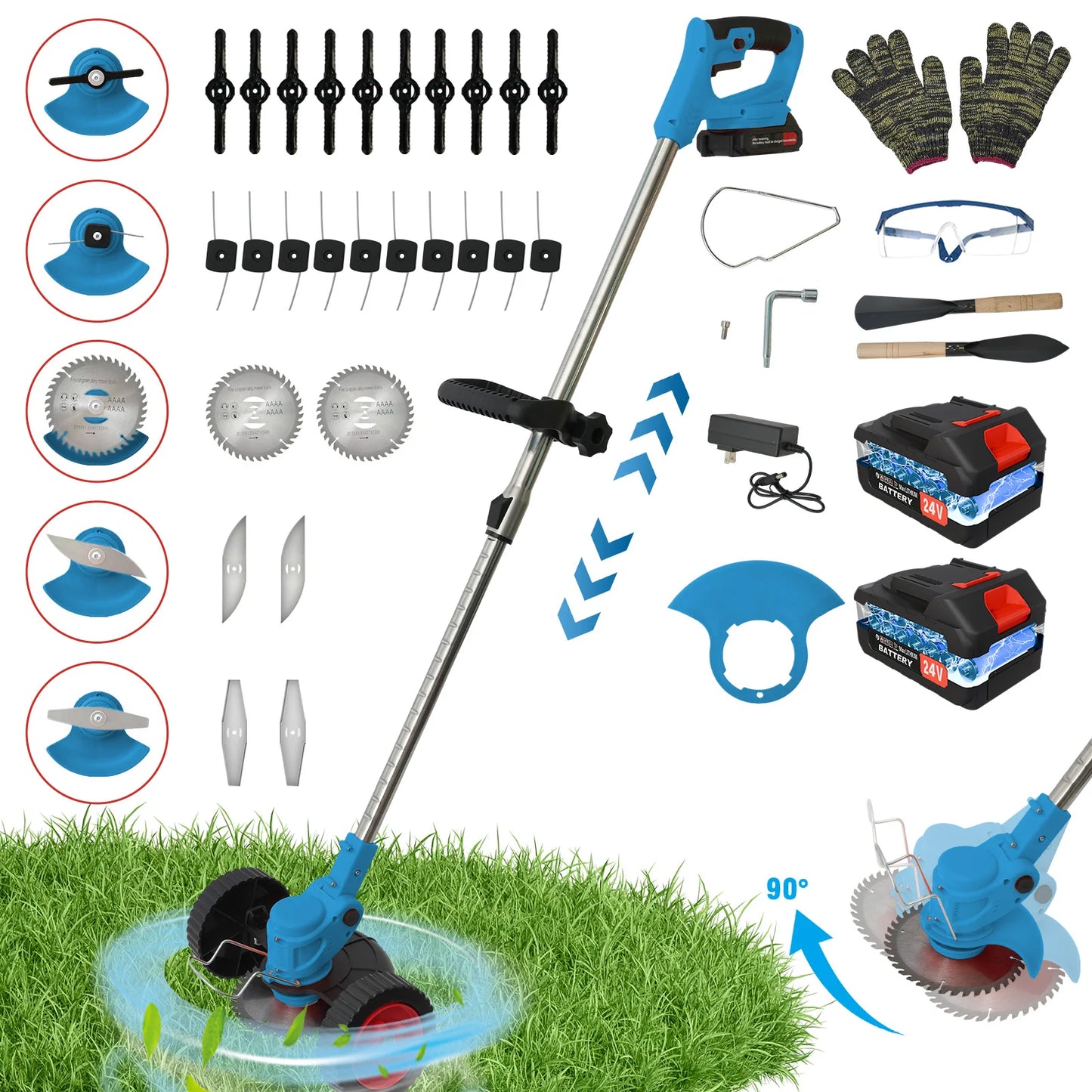 21V Cordless Grass Trimmer Electric 3-in-1 Lightweight