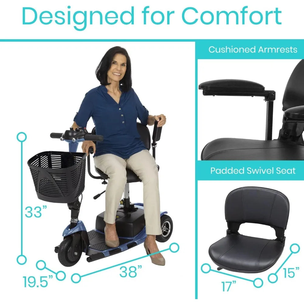VIVE 3 Wheel Mobility Scooter - Electric Powered Mobile Wheelchair