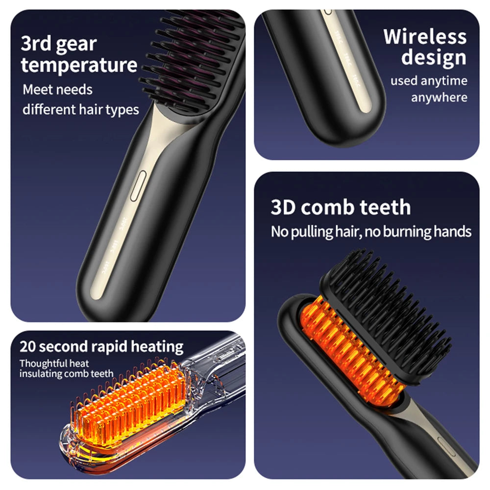 Hailicare Electric Hair Brush, Cordless Hair Straightener Brush