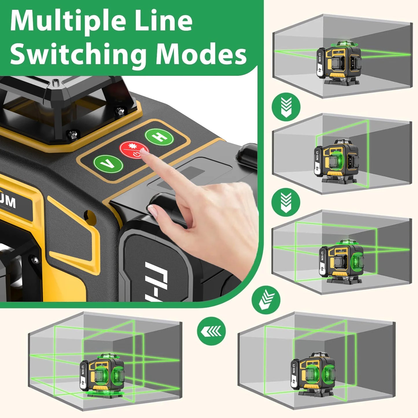 TEGATOK Professional 16-Line 4x360° Laser Level