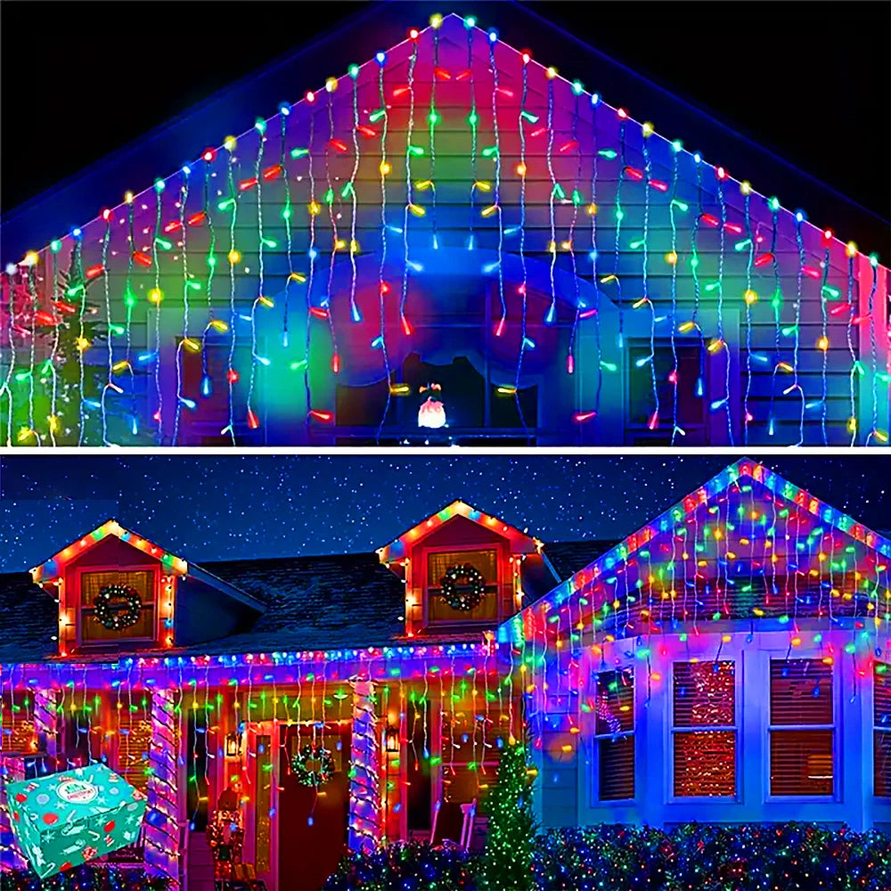 NEW 2024 Christmas Decorations Lights Solar Icicle Curtain Lights