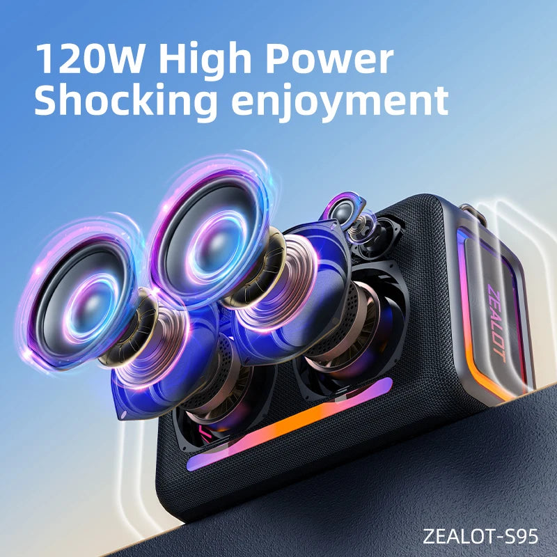 ZEALOT-S95 120W Waterproof Portable Loud Bluetooth Speaker