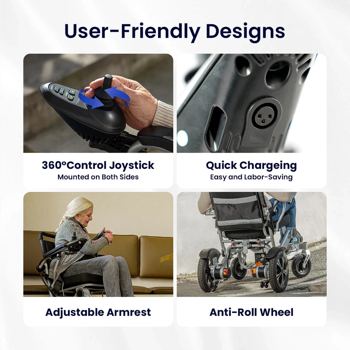 MAIDESITE Electric Wheelchair for Adults - Lightweight, Foldable, Portable