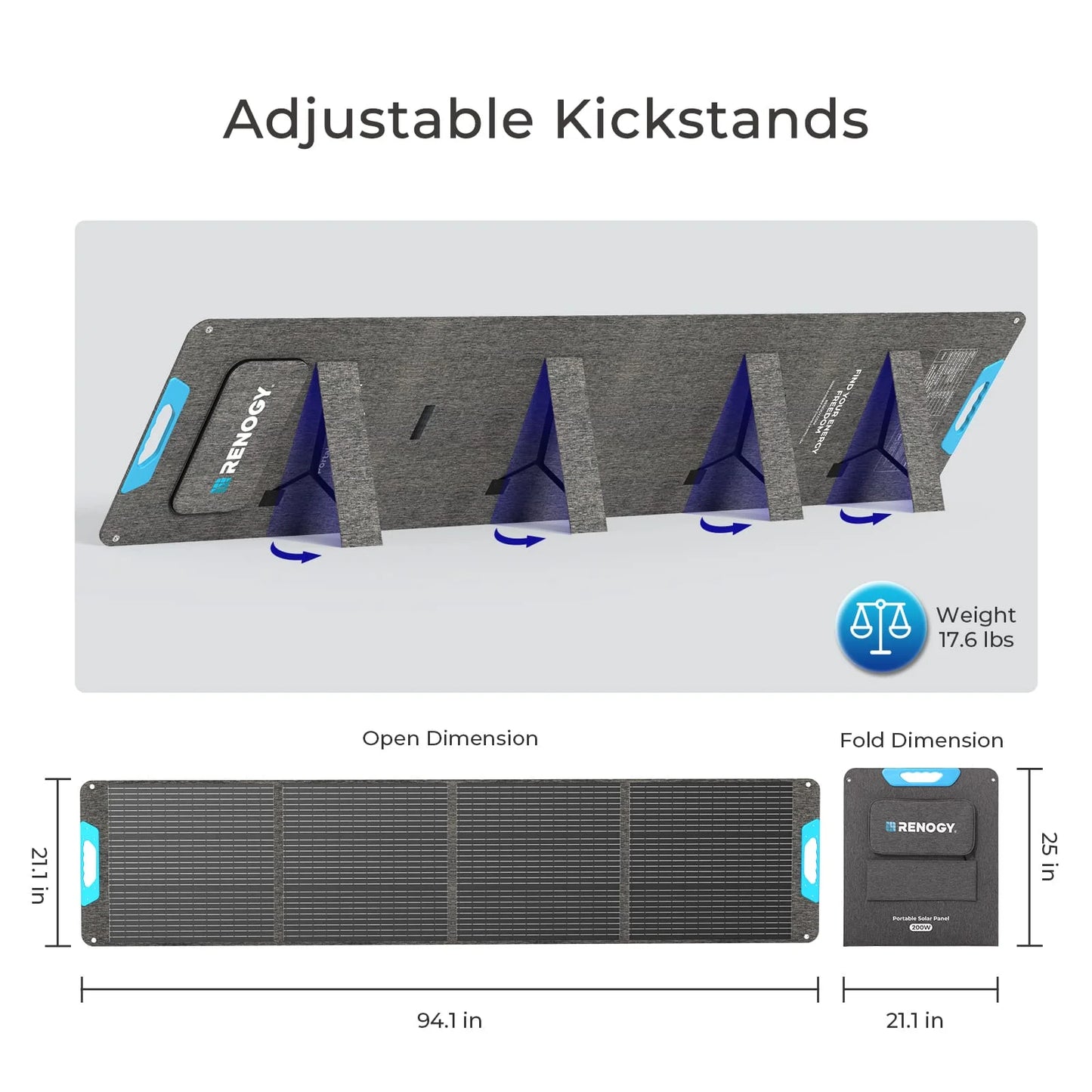 Renogy 200W Portable Solar Panel, IP65 Waterproof Foldable Solar Panel