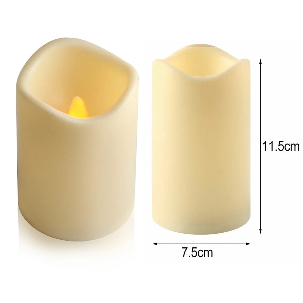 2PCS Flickering Flameless Resin Pillar LED Candle Lights