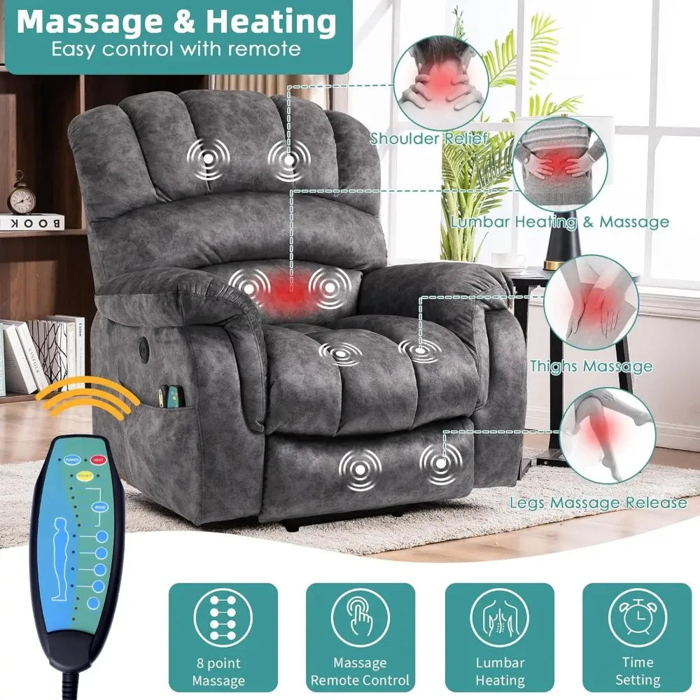 Large Power Lift Electric Recliner Chair with Extended Footrest