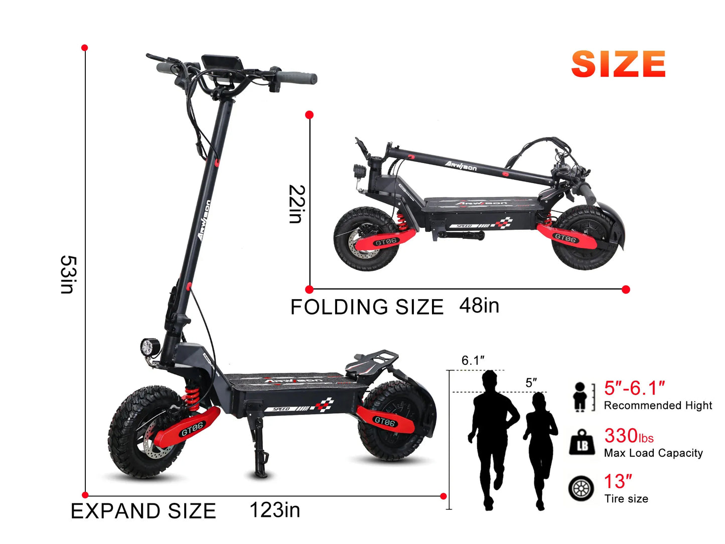 Arwibon GT06 1200W Foldable E-Scooter for Adults