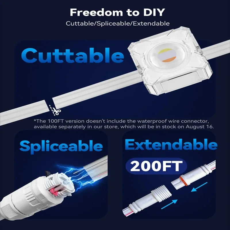 147FT 90LEDs Permanent Outdoor Light String APP Smart RGBIC