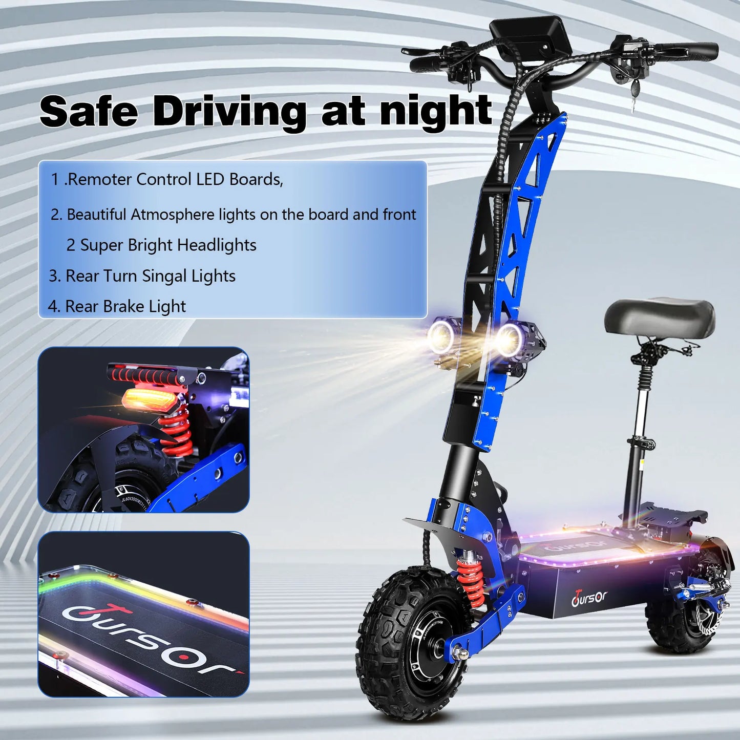 MAKOU E8P 6000W Dual Motor 60V 40AH Electric Scooter 11" Tires