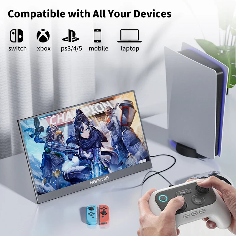 HGFRTEE 15.6 Inch Portable Monitor, FHD-IPS Laptop External Second Screen