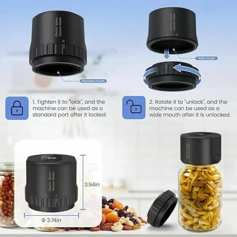 Electric Mason Jar Vacuum Sealer Kit - Automatic Vacuum Sealer