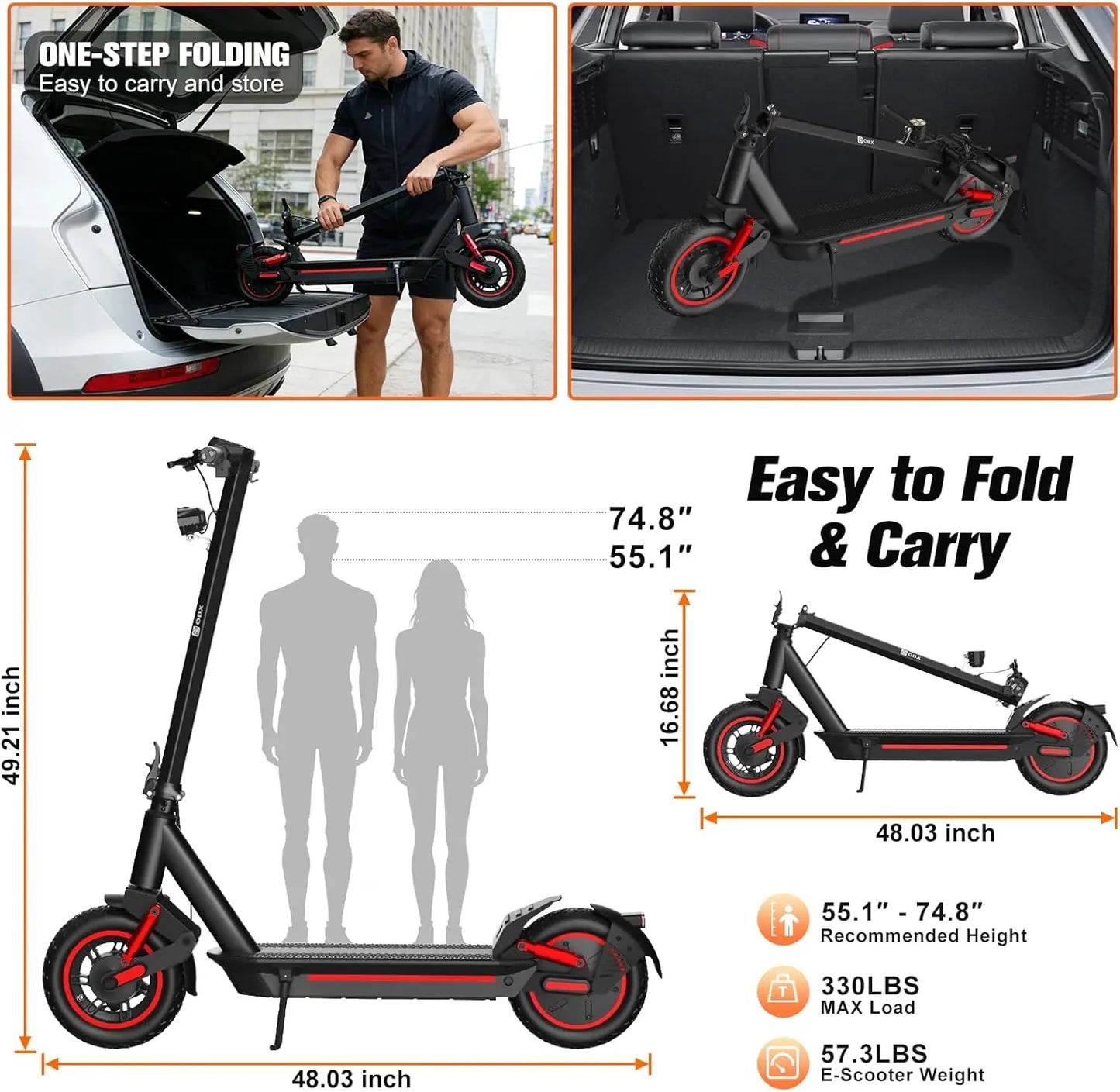 OBX 1200W Off-Road Electric Scooter for Adults