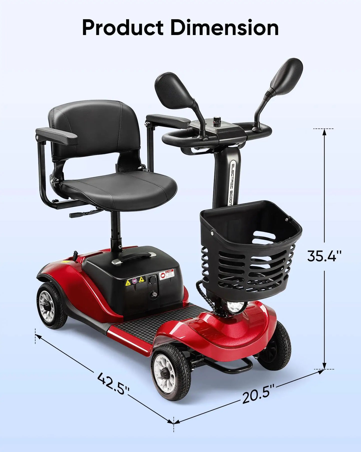 Foldable Electric Mobility Scooter with Light and Basket