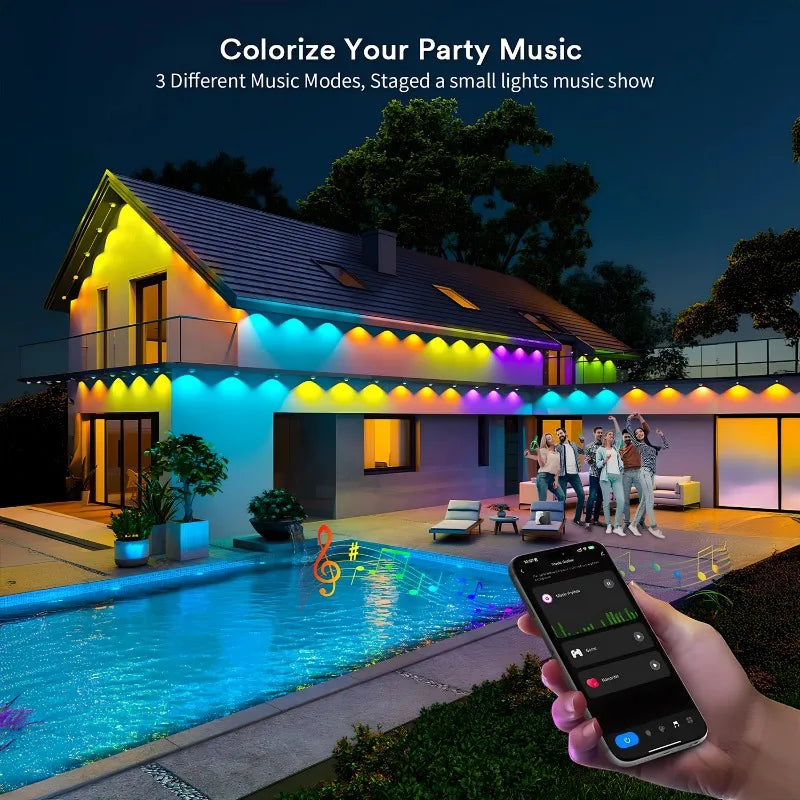 147FT 90LEDs Permanent Outdoor Light String APP Smart RGBIC