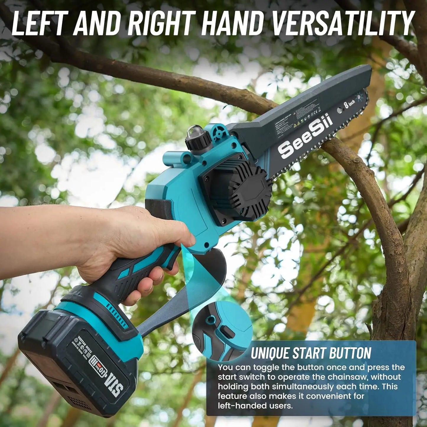 Seesii 2-IN-1 Cordless Pole Saw 8-inch Electric Saws