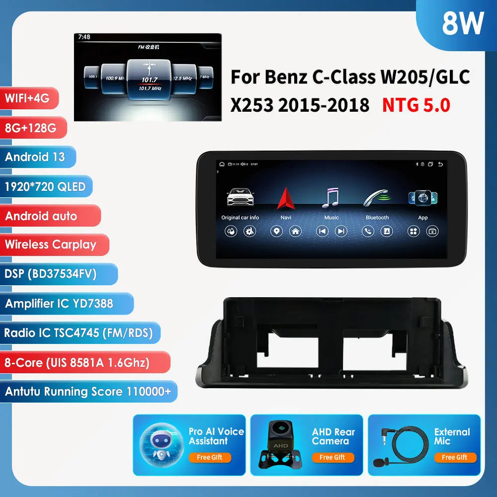 10.25"Android Auto Car radio Multimedia player For Mercedes Benz C-Class